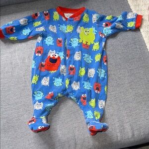 3M Pekkle Blue Monster Print Kids One Piece sleepers